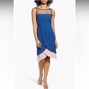 JS Collections Lynn Petal Dress Blue Pink NWT $228